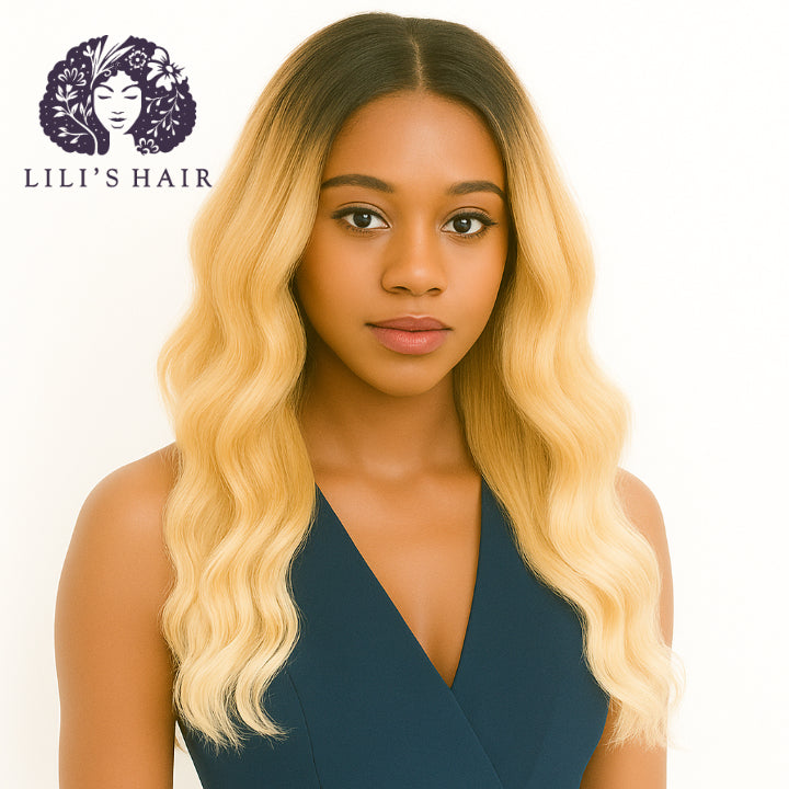 1B/27 Honey Blond Ombre Body Wave, Double Drawn 12A-Grade, Brazilian Remy Hair Bundles