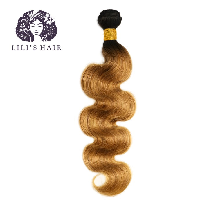 1B/27 Honey Blond Ombre Body Wave, Double Drawn 12A-Grade, Brazilian Remy Hair Bundles
