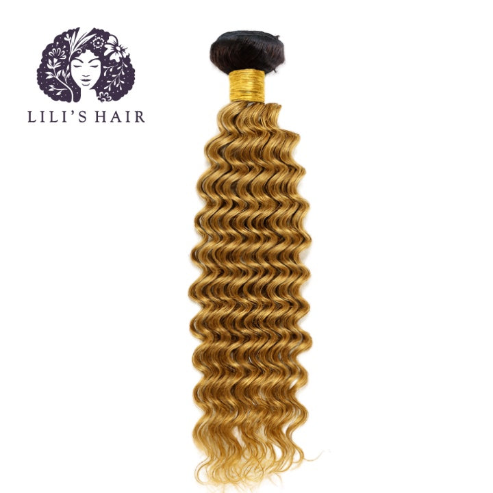 1B/27 Honey Blond Ombre Deep Wave, Single Drawn 10A-Grade, Brazilian Remy Hair Bundles