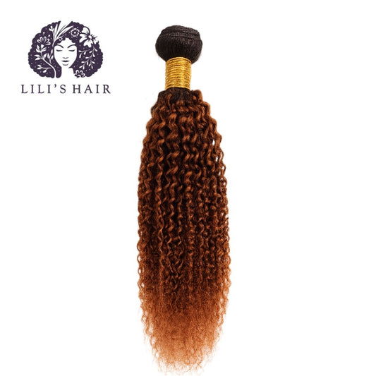 1B/30 Expresso Ombre Kinky Curly, Double Drawn 12A-Grade, Brazilian Remy Hair Bundles