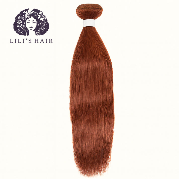#33 Copper Red Straight, Double Drawn 12A-Grade, Brazilian Remy Hair Bundles