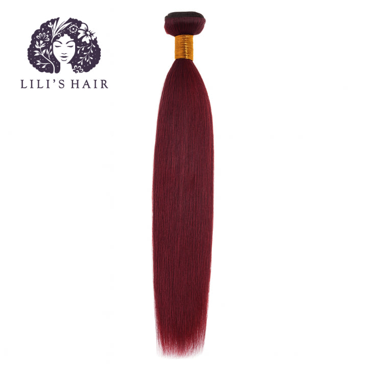 99J Burgundy Straight, Double Drawn 12A-Grade, Brazilian Remy Hair Bundles