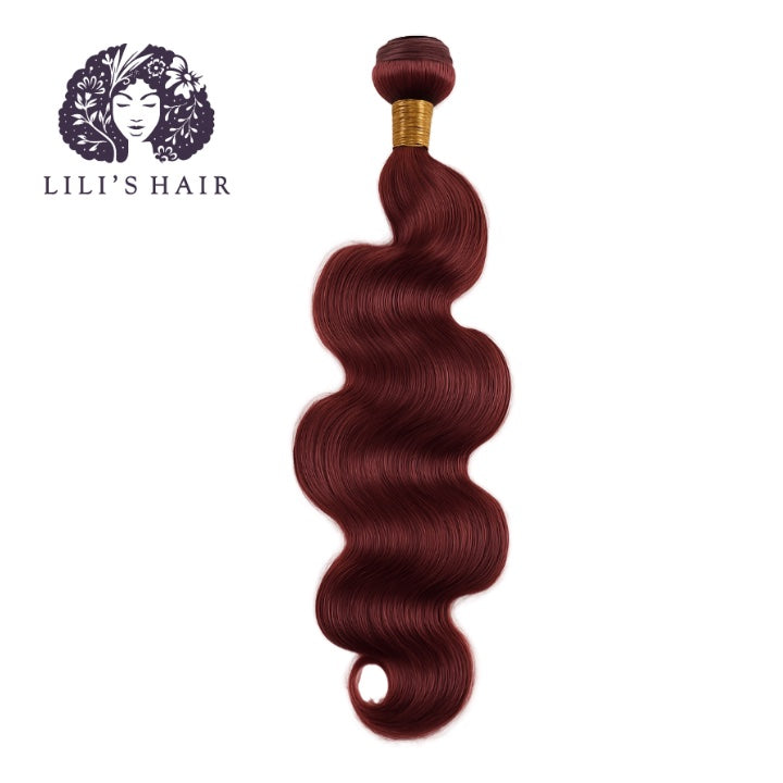 99J Burgundy Body Wave, Single Drawn 10A-Grade, Brazilian Remy Hair Bundles