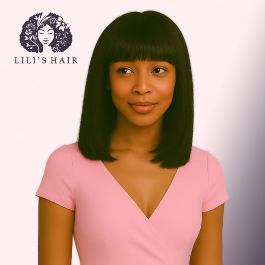 Bang Wig 12" Ultra Thin Transparent Lace, Brazilian Remy Hair