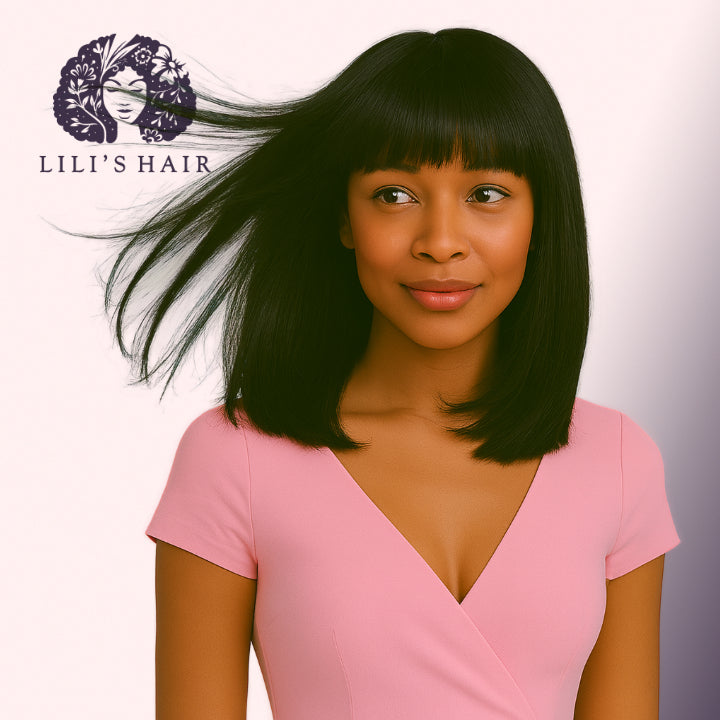 Bang Wig 12" Ultra Thin Transparent Lace, Brazilian Remy Hair