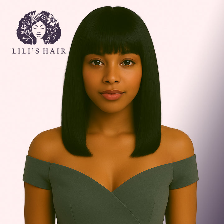 Bang Wig 14" Ultra Thin Transparent Lace, Brazilian Remy Hair