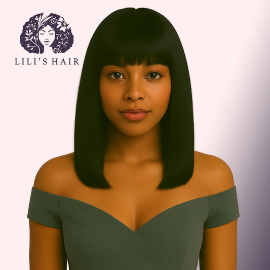 Bang Wig 14" Ultra Thin Transparent Lace, Brazilian Remy Hair
