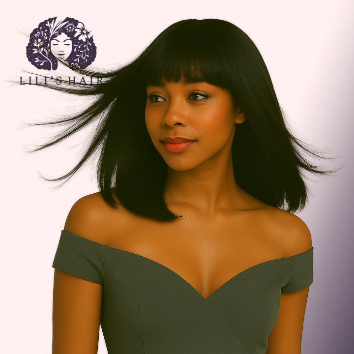 Bang Wig 14" Ultra Thin Transparent Lace, Brazilian Remy Hair