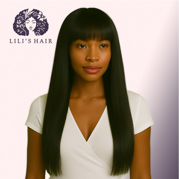 Bang Wig 20" Ultra Thin Transparent Lace, Brazilian Remy Hair