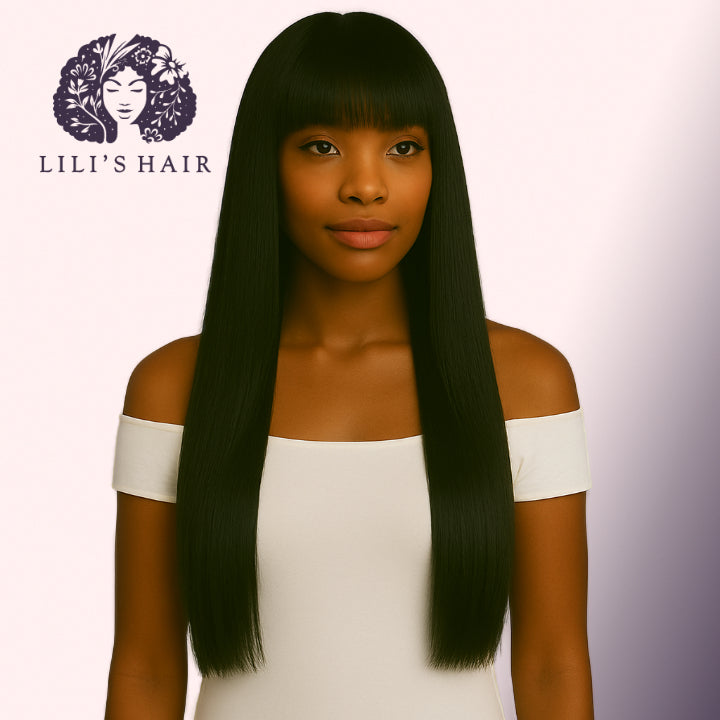 Bang Wig 22" Ultra Thin Transparent Lace, Brazilian Remy Hair
