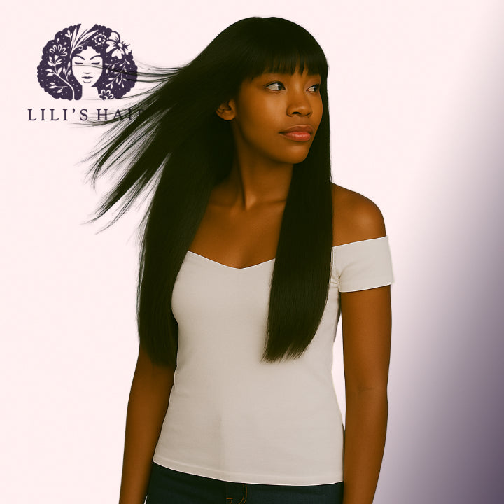 Bang Wig 22" Ultra Thin Transparent Lace, Brazilian Remy Hair