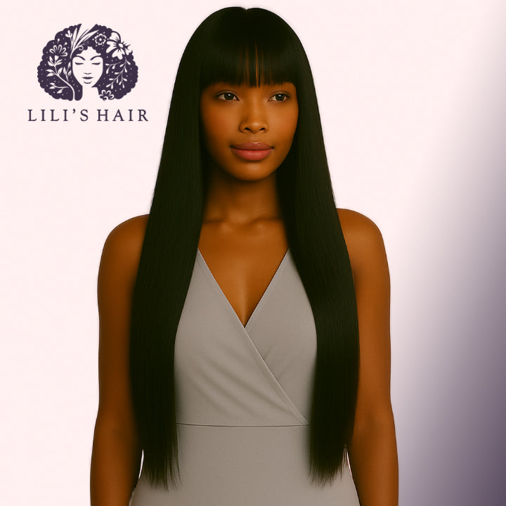 Bang Wig 24" Ultra Thin Transparent Lace, Brazilian Remy Hair