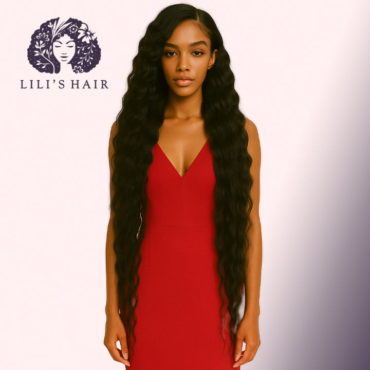 Deep Wave 32" 13x4 Ultra Thin Transparent Lace Front, Brazilian Remy Hair