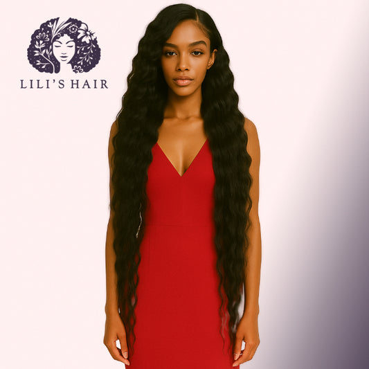 Deep Wave 32" 13x4 Ultra Thin Transparent Lace Front, Brazilian Remy Hair