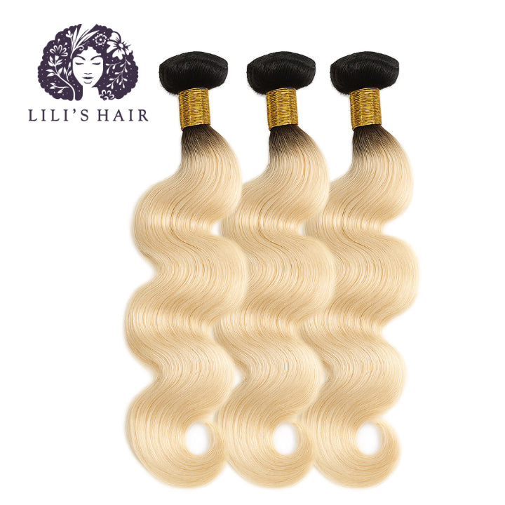 1B/613 Blond Ombre Body Wave, Double Drawn 12A-Grade, Brazilian Remy Hair Bundles