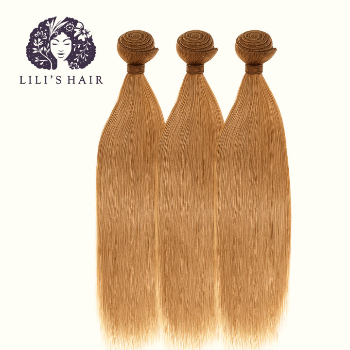 27 Honey Blond Straight, Double Drawn 12A-Grade, Brazilian Remy Hair Bundles