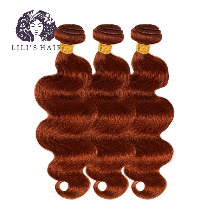 #33 Copper Red Body Wave, Single Drawn 10A-Grade, Brazilian Remy Hair Bundles