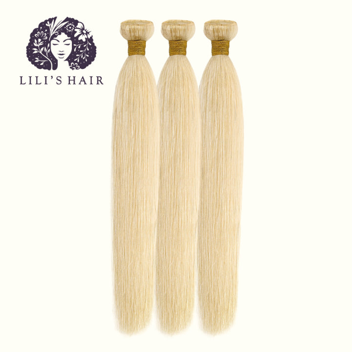 613 Blond Straight, Double Drawn 12A-Grade, Brazilian Remy Hair Bundles