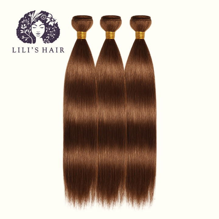 #4 Chocolate Brown Straight, Double Drawn 12A-Grade, Brazilian Remy Hair Bundles