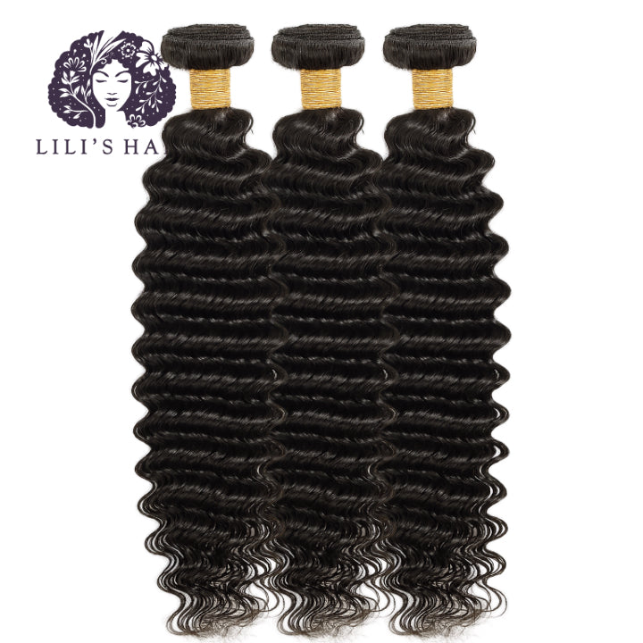 Black Deep Wave, Double Drawn 12A-Grade, Brazilian Remy Hair Bundles