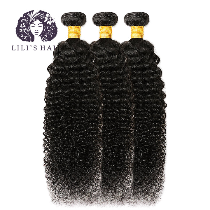 Black Kinky Curly, Single Drawn 10A-Grade, Brazilian Remy Hair Bundles